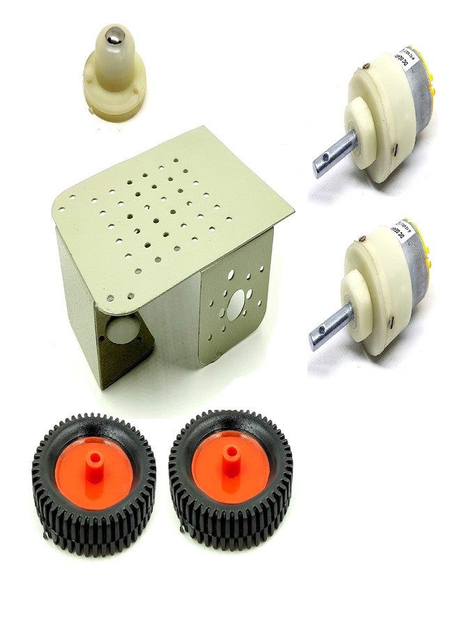INVENTO 2 Wheel Car Kit Metal Chassis 130x105x45mm + 150 RPM DC Motor + 75x13 mm Wheel robot Smart Car DIY - Image 1